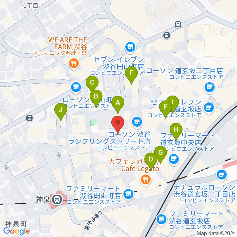 渋谷WOMB周辺のカフェ一覧地図