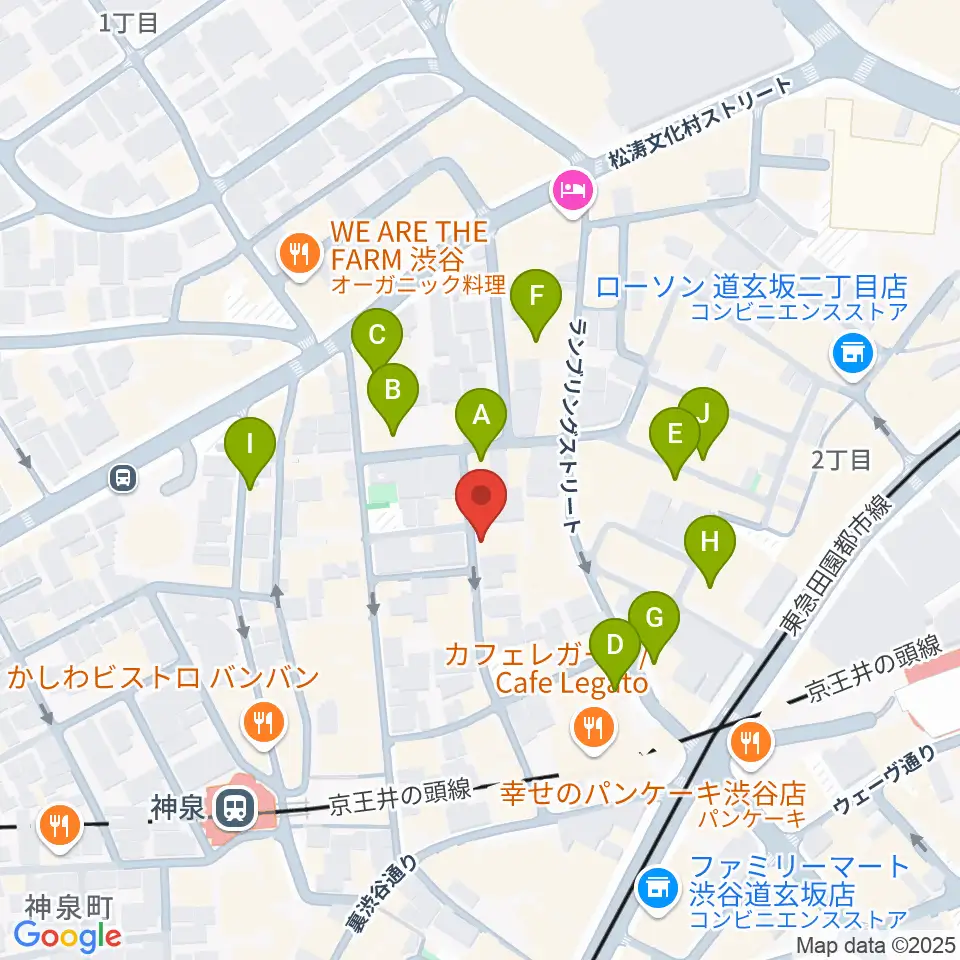 渋谷WOMB周辺のカフェ一覧地図