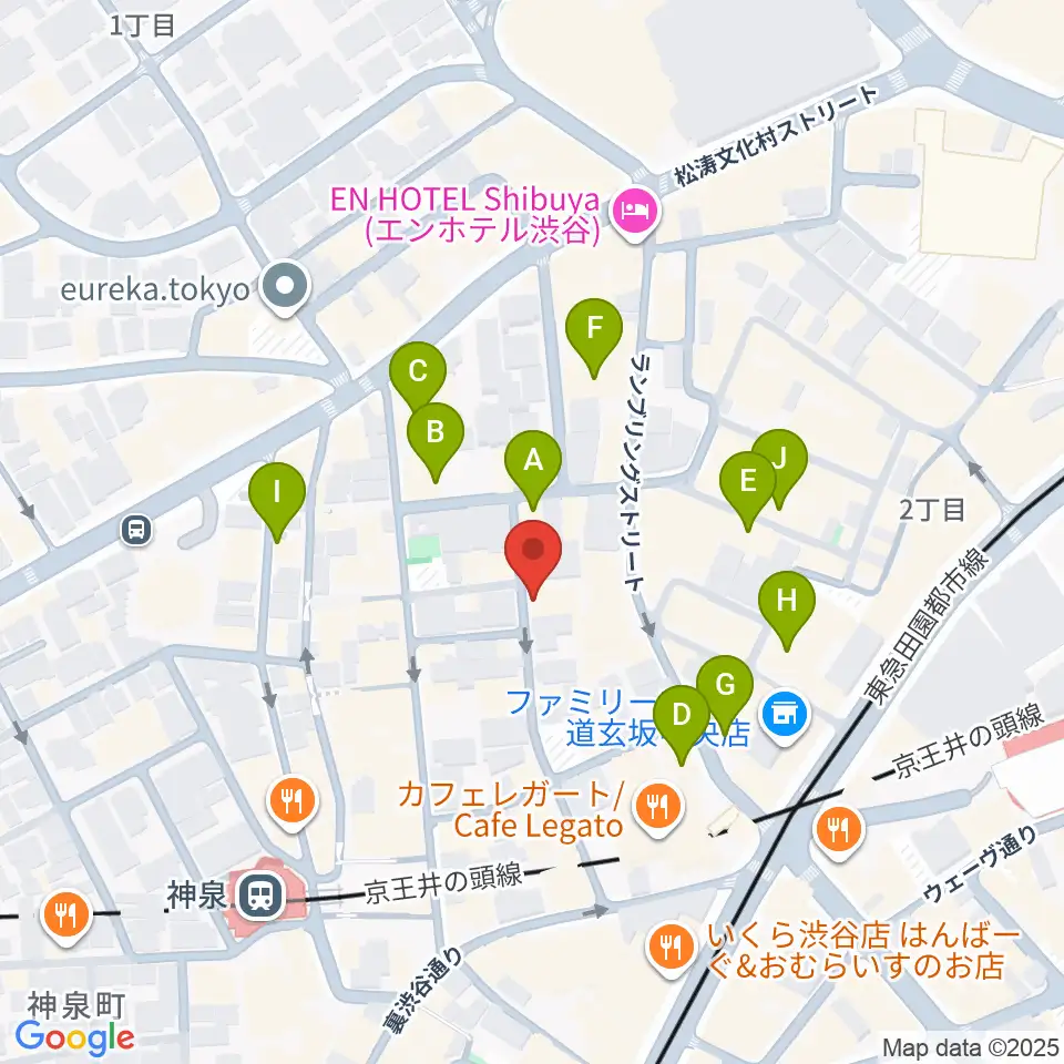 渋谷WOMB周辺のカフェ一覧地図