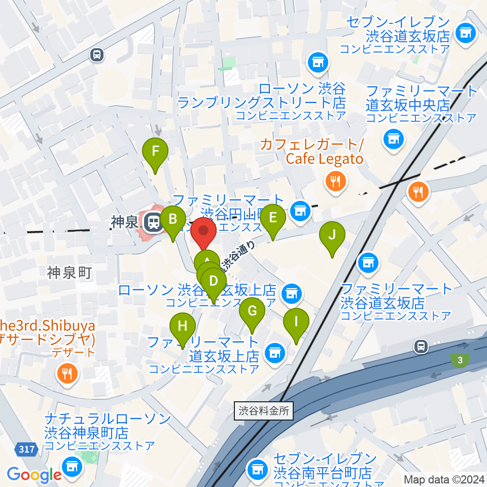 渋谷ランタン周辺のカフェ一覧地図