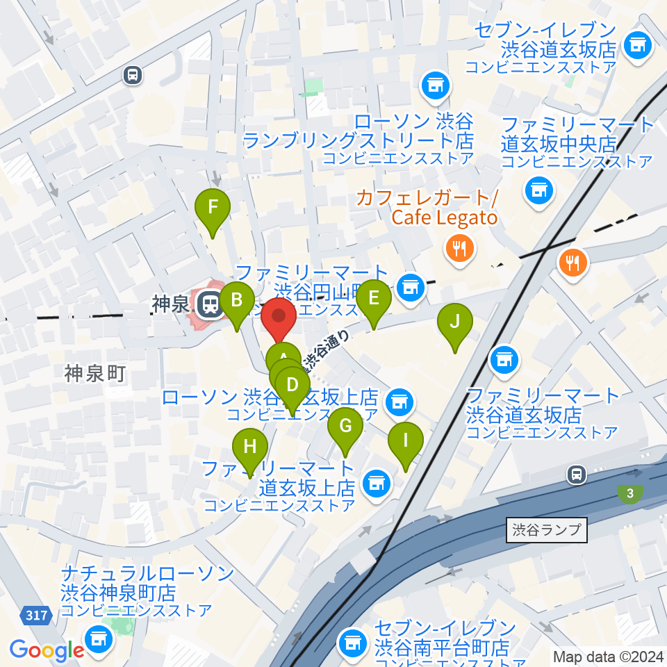 渋谷ランタン周辺のカフェ一覧地図