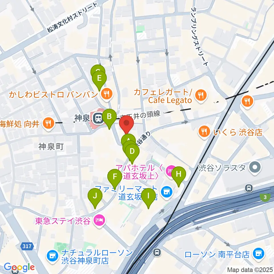 渋谷ランタン周辺のカフェ一覧地図