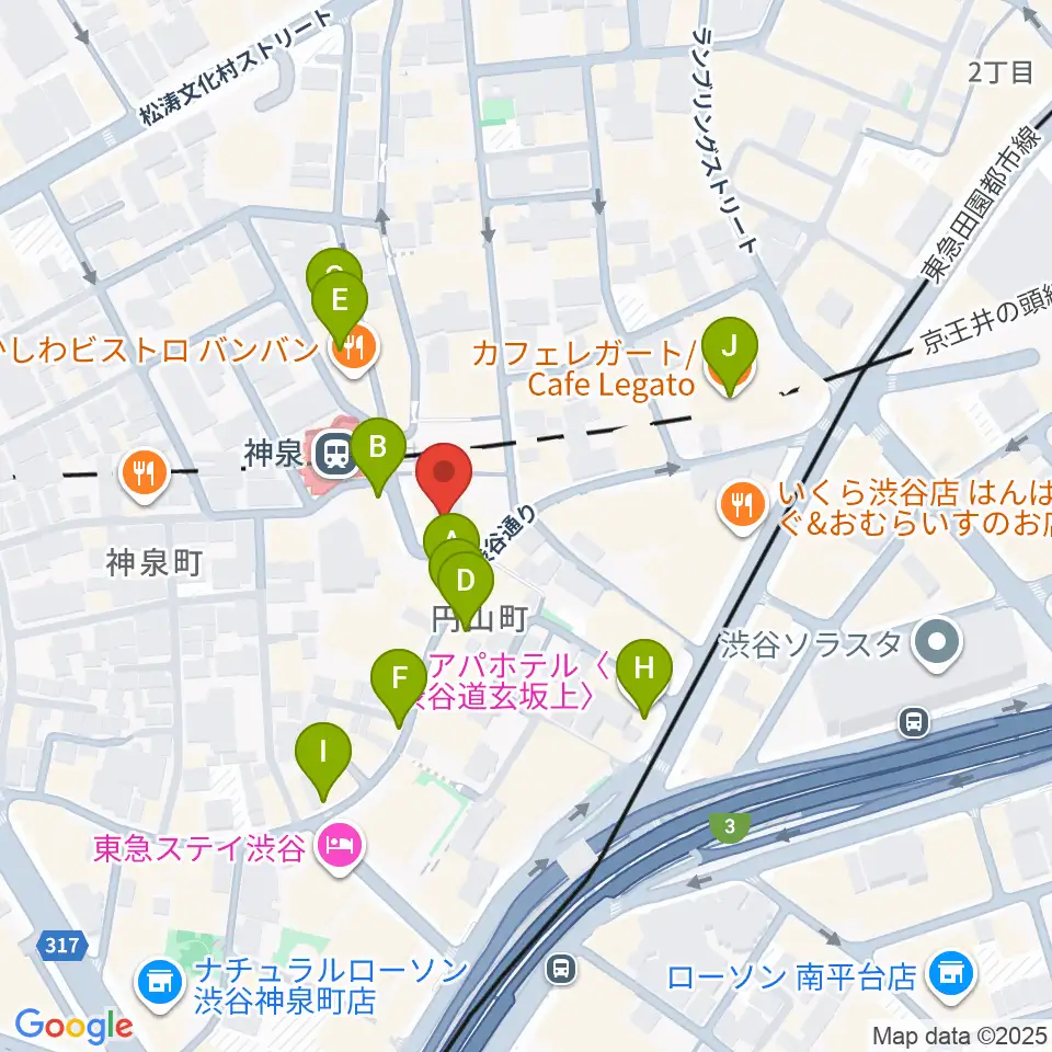 渋谷ランタン周辺のカフェ一覧地図