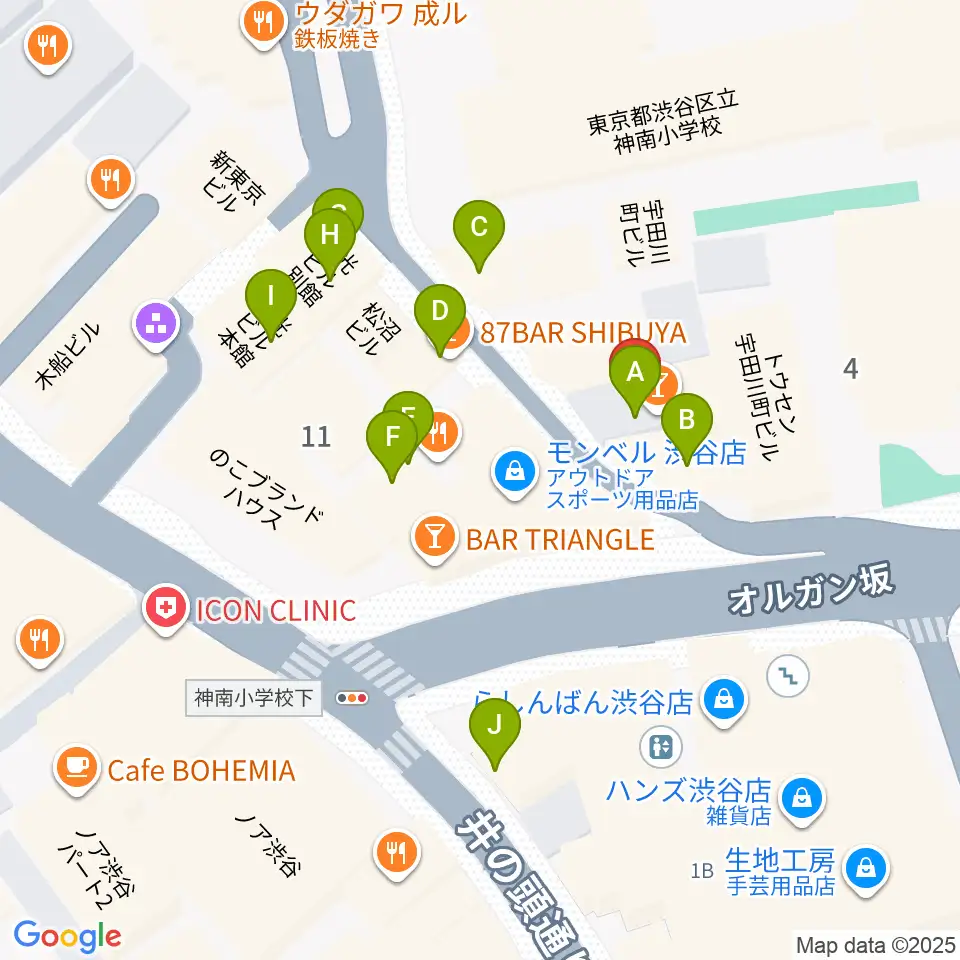 渋谷BALL周辺のカフェ一覧地図