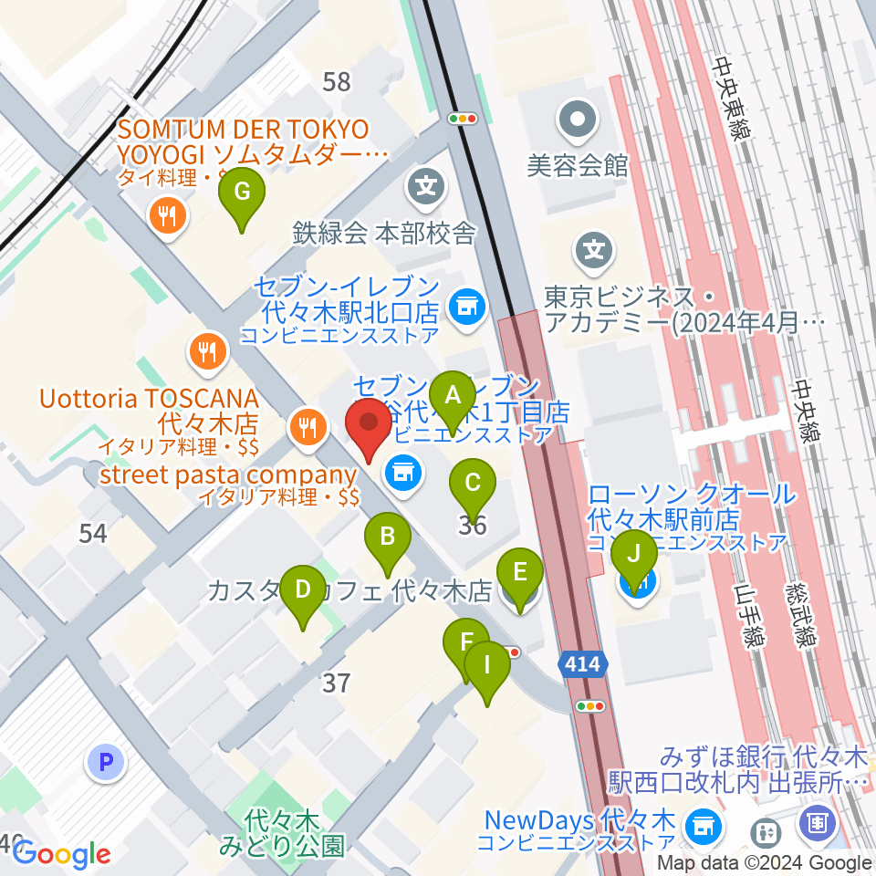 代々木ナル周辺のカフェ一覧地図