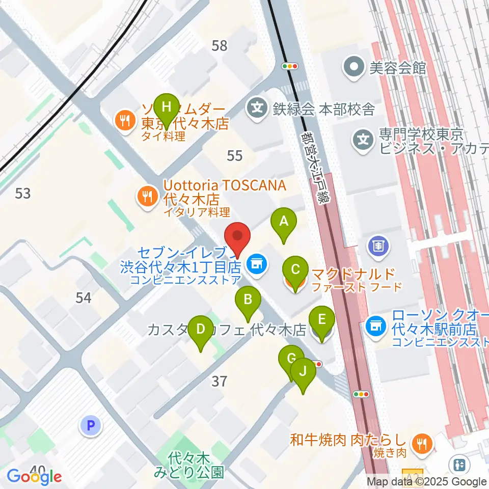 代々木ナル周辺のカフェ一覧地図