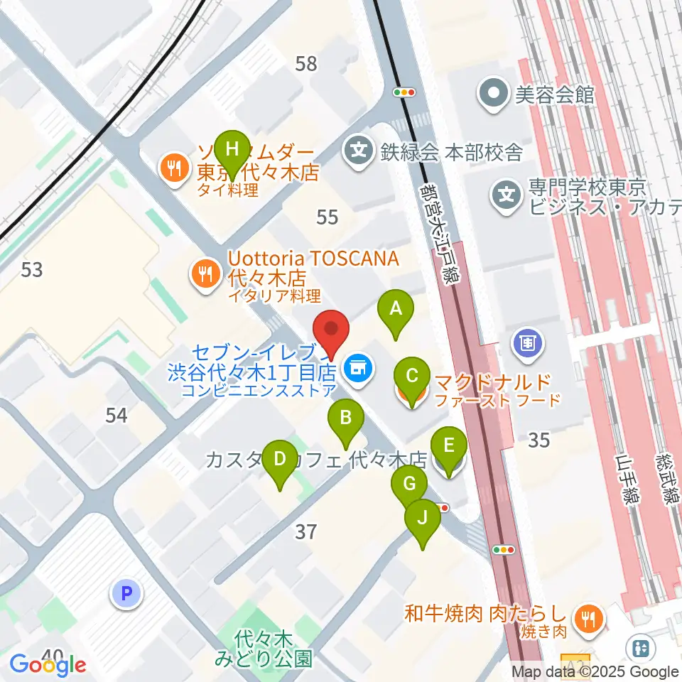 代々木ナル周辺のカフェ一覧地図