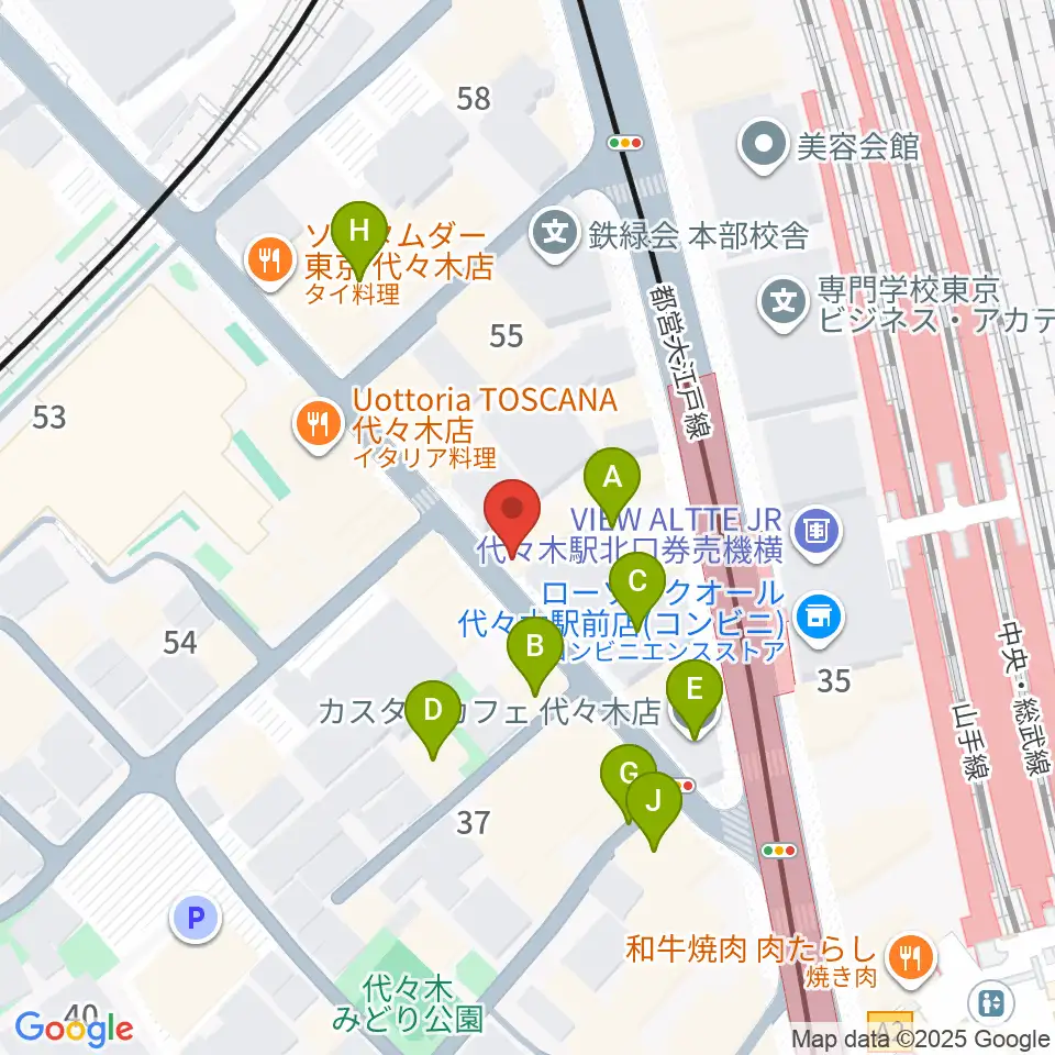 代々木ナル周辺のカフェ一覧地図