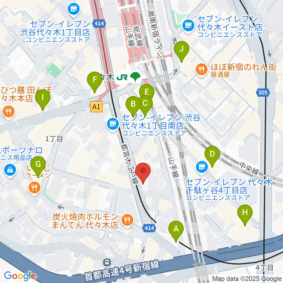 LIVE labo YOYOGI周辺のカフェ一覧地図