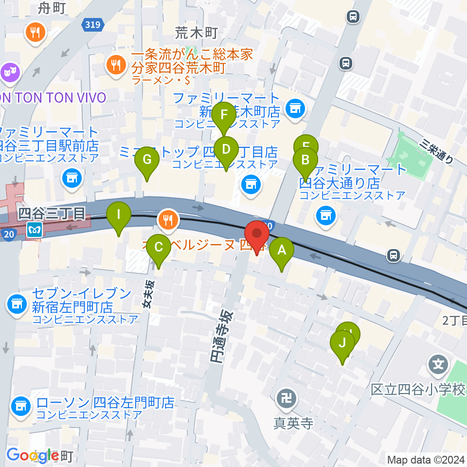 四谷蟻ん子周辺のカフェ一覧地図