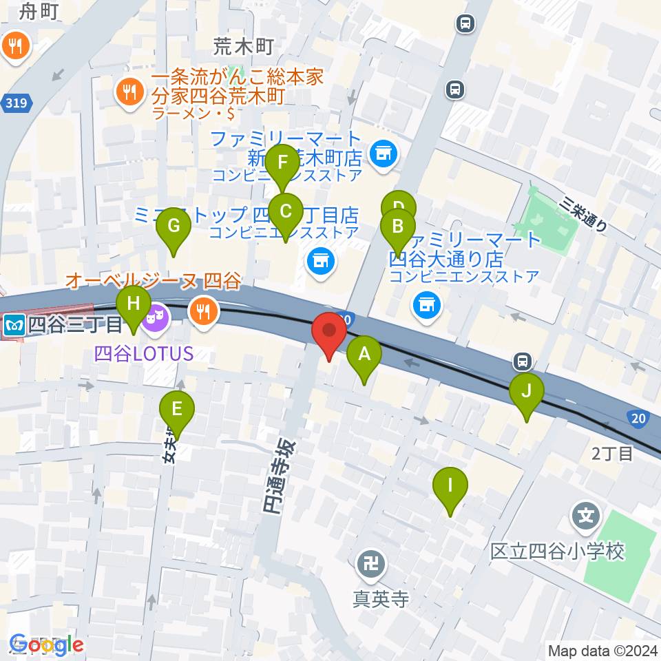 四谷蟻ん子周辺のカフェ一覧地図