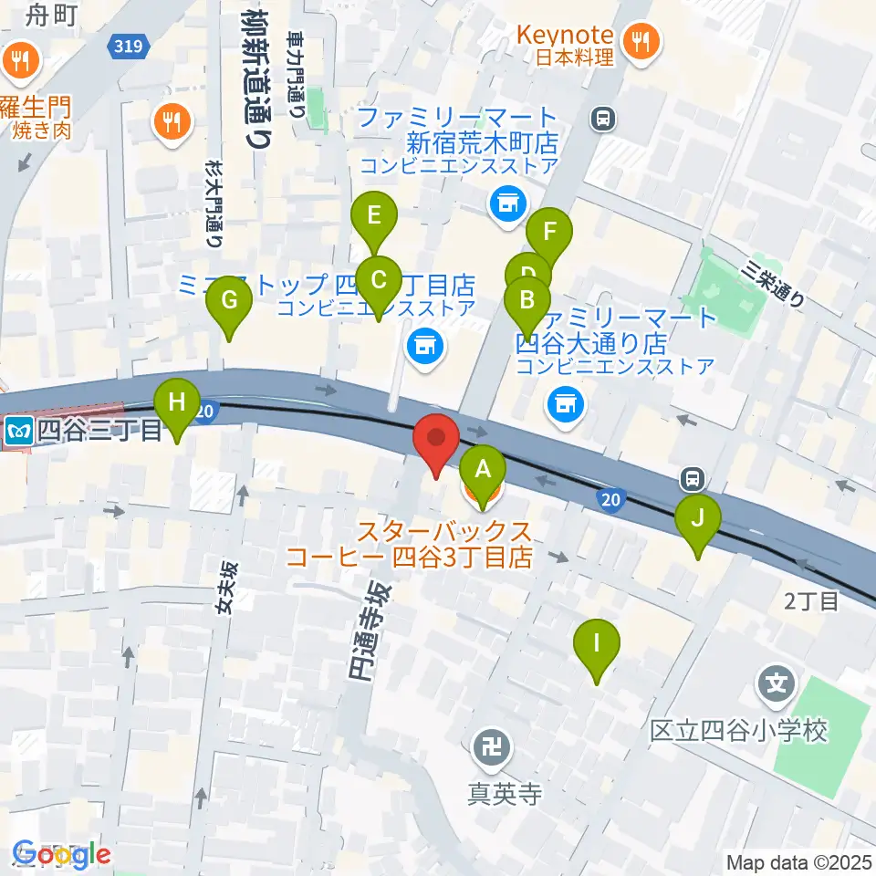四谷蟻ん子周辺のカフェ一覧地図