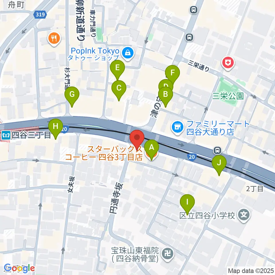 四谷蟻ん子周辺のカフェ一覧地図