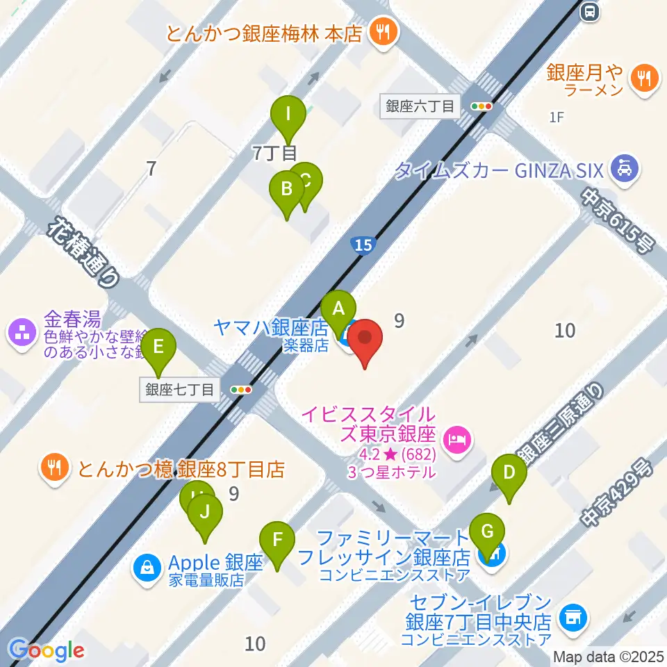 ヤマハホール周辺のカフェ一覧地図
