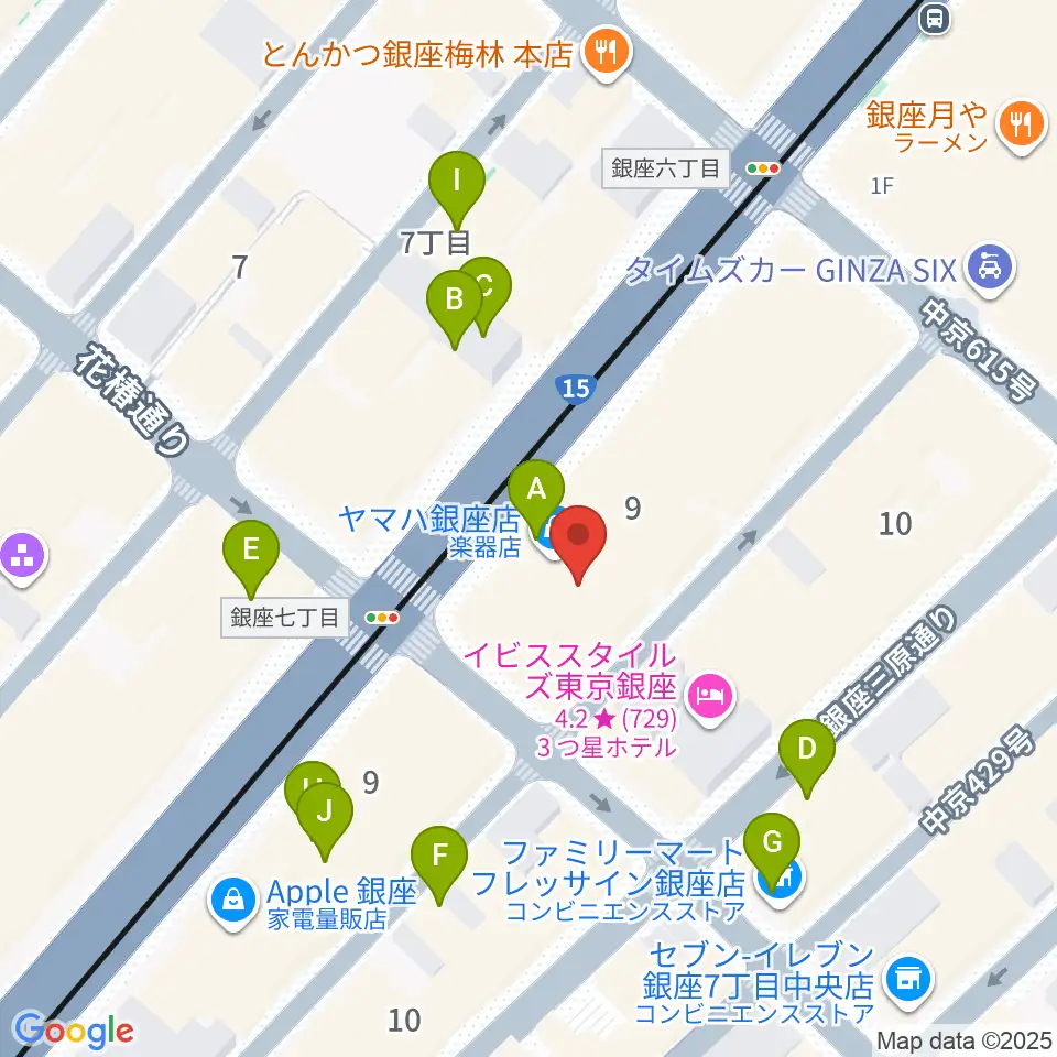 ヤマハホール周辺のカフェ一覧地図