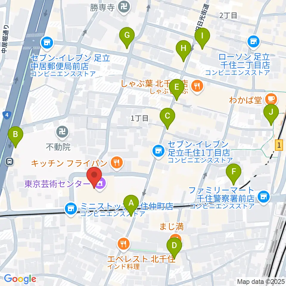 東京芸術センター ピアノラウンジ周辺のカフェ一覧地図