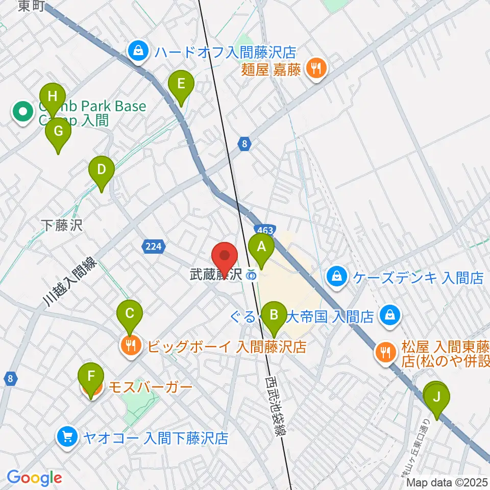 音降りそそぐ武蔵ホール周辺のカフェ一覧地図