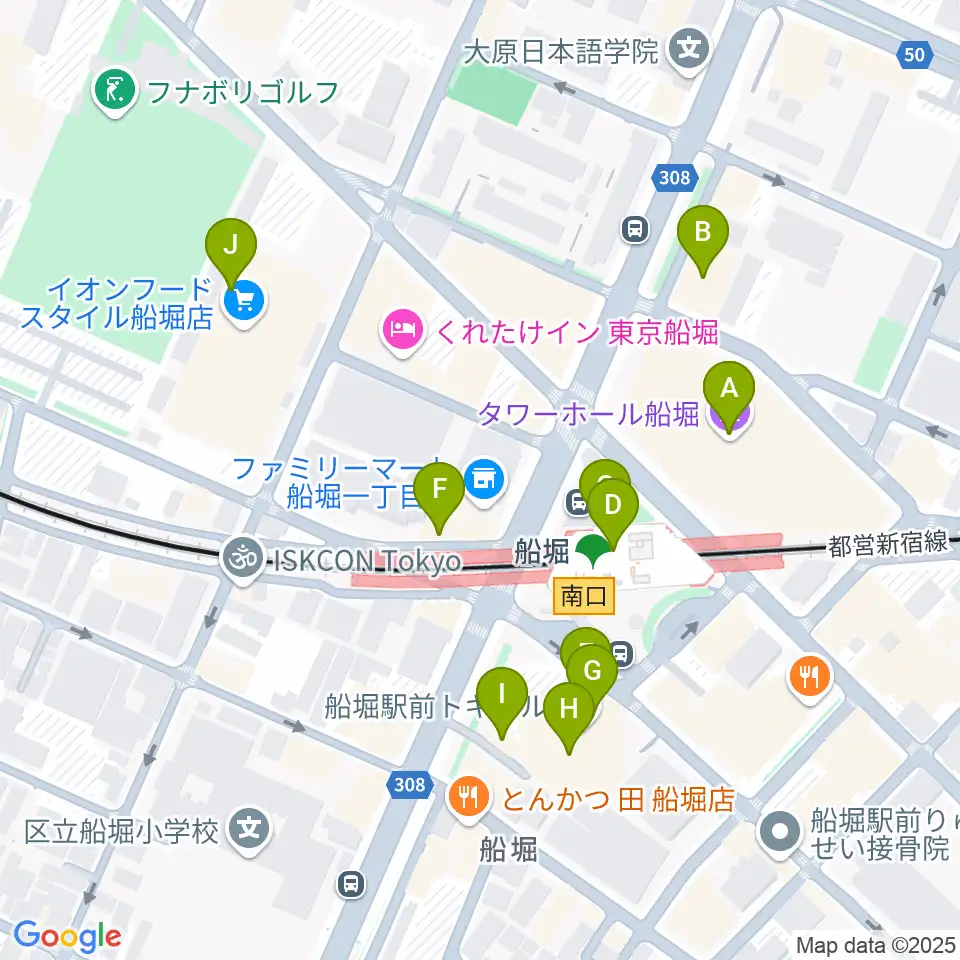 タワーホール船堀周辺のカフェ一覧地図