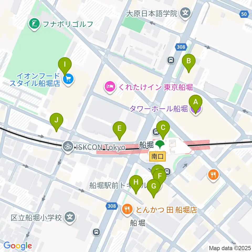 タワーホール船堀周辺のカフェ一覧地図