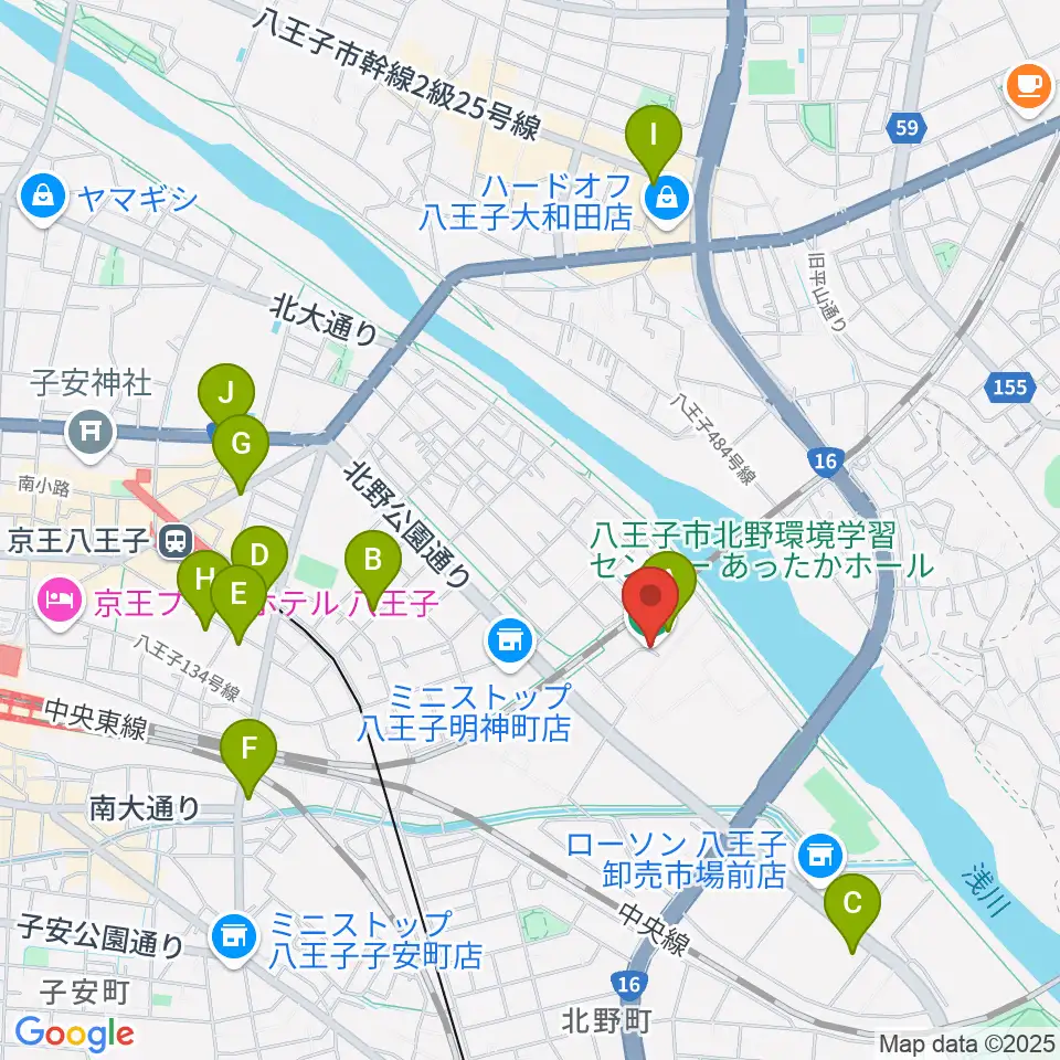 あったかホール 八王子市北野環境学習センター周辺のカフェ一覧地図