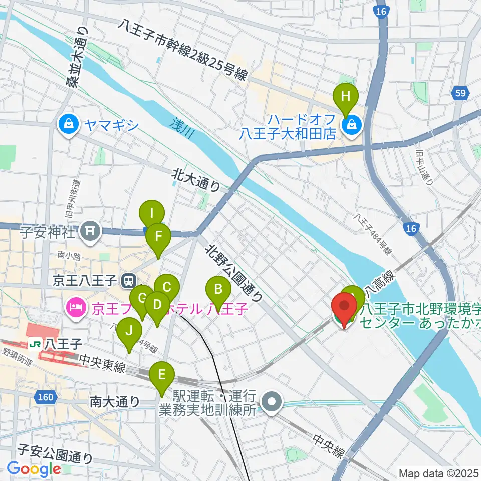 あったかホール 八王子市北野環境学習センター周辺のカフェ一覧地図