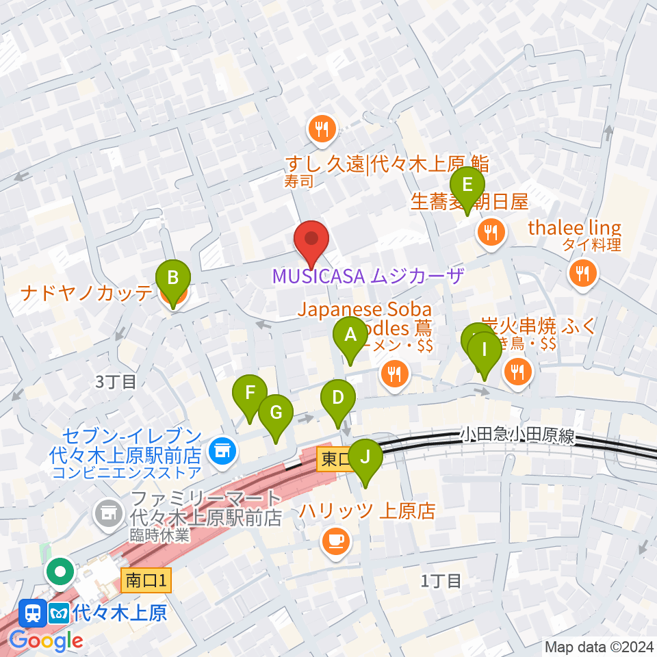 ムジカーザ周辺のカフェ一覧地図