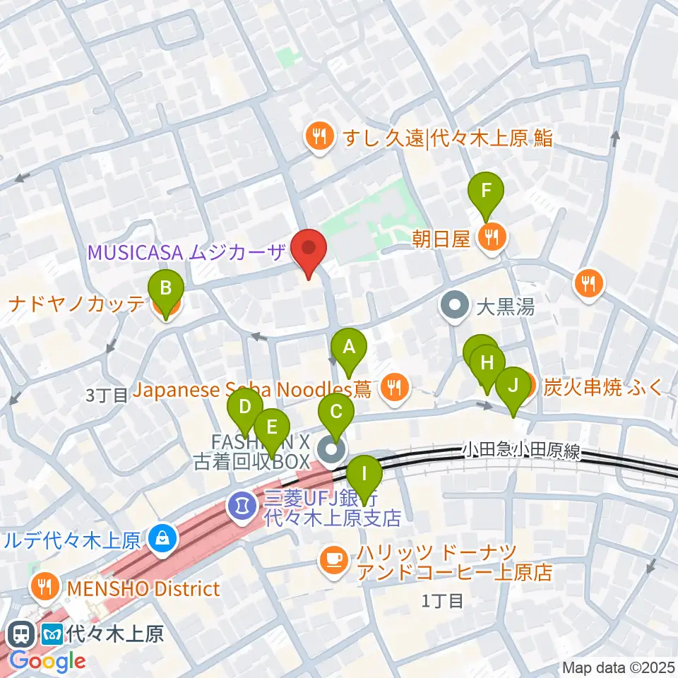 ムジカーザ周辺のカフェ一覧地図