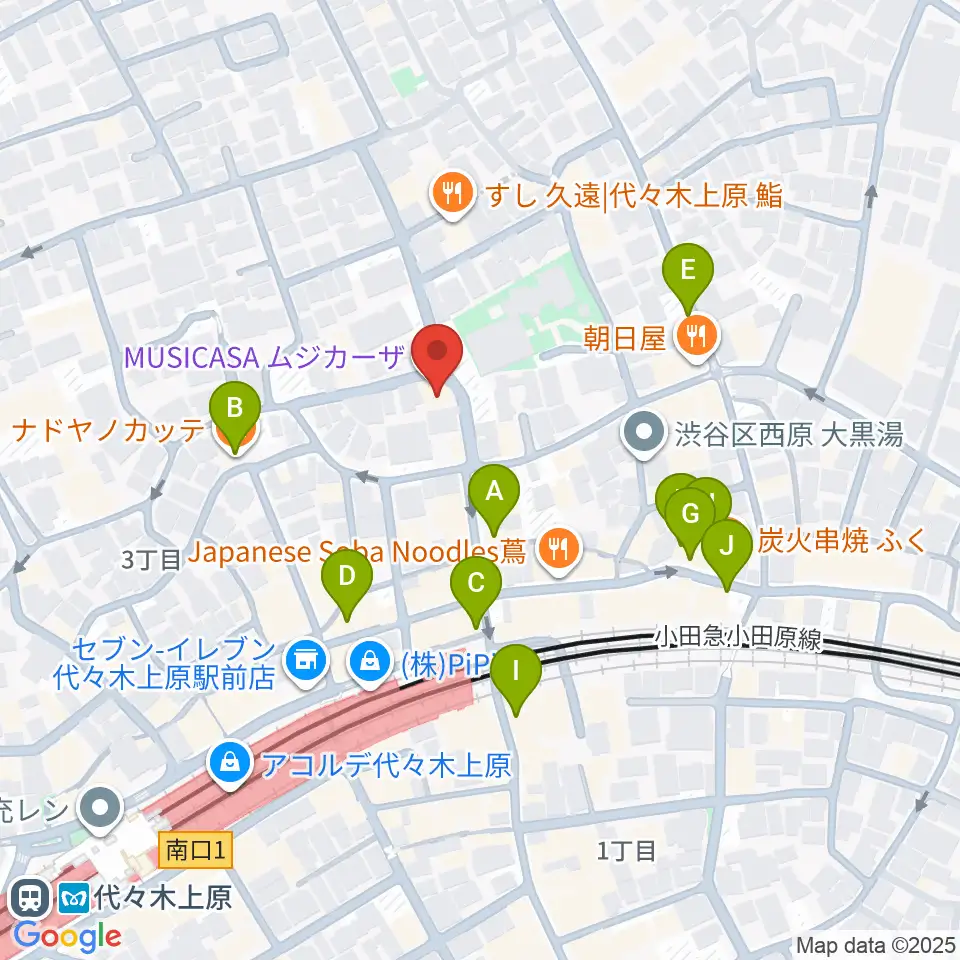 ムジカーザ周辺のカフェ一覧地図