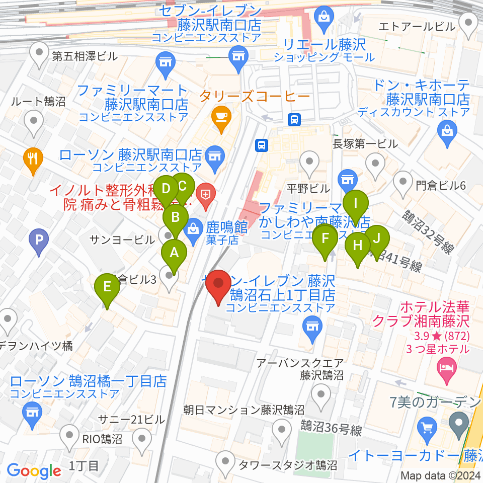 藤沢リラホール周辺のカフェ一覧地図