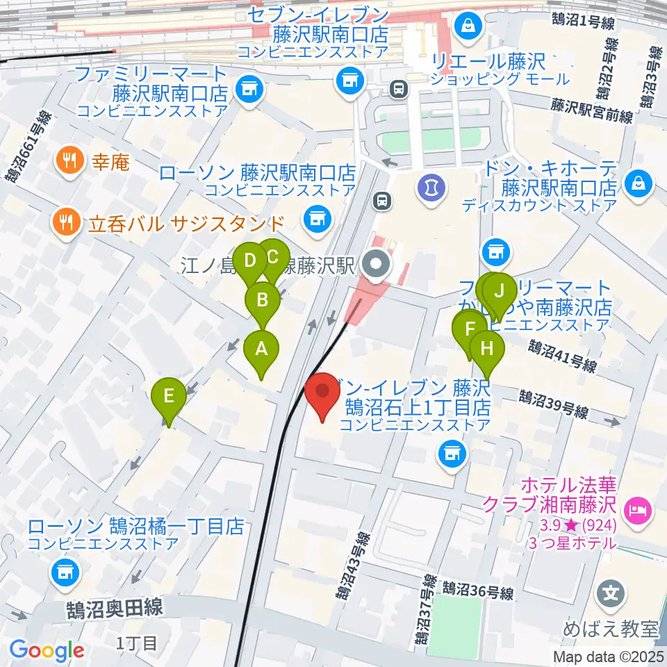 藤沢リラホール周辺のカフェ一覧地図