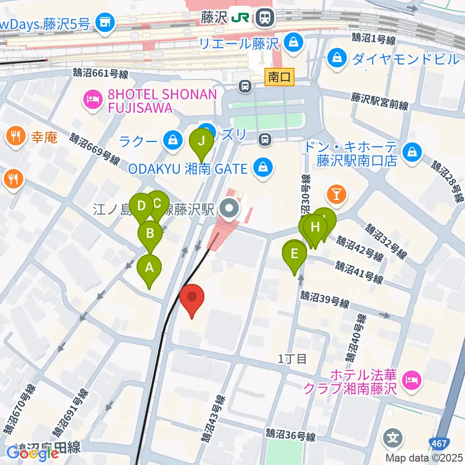 藤沢リラホール周辺のカフェ一覧地図