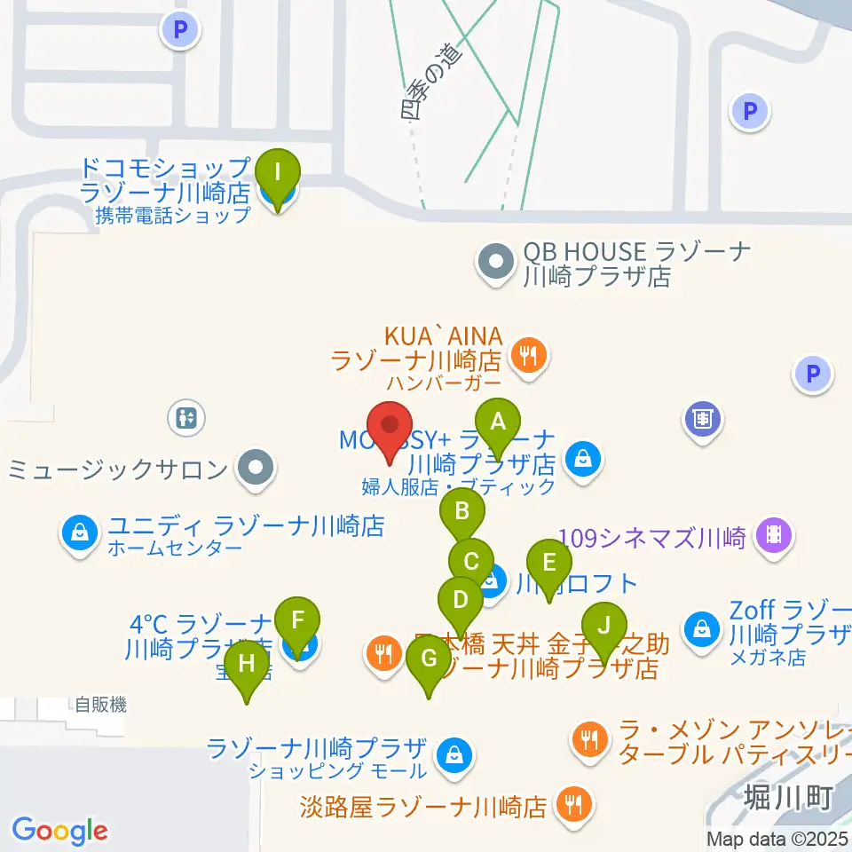 ラゾーナ川崎プラザソル周辺のカフェ一覧地図