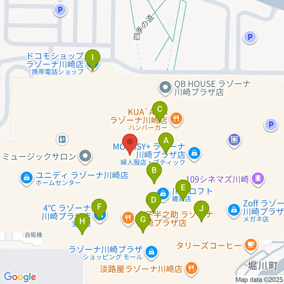 ラゾーナ川崎プラザソル周辺のカフェ一覧地図