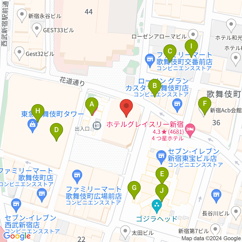 新宿FACE周辺のカフェ一覧地図