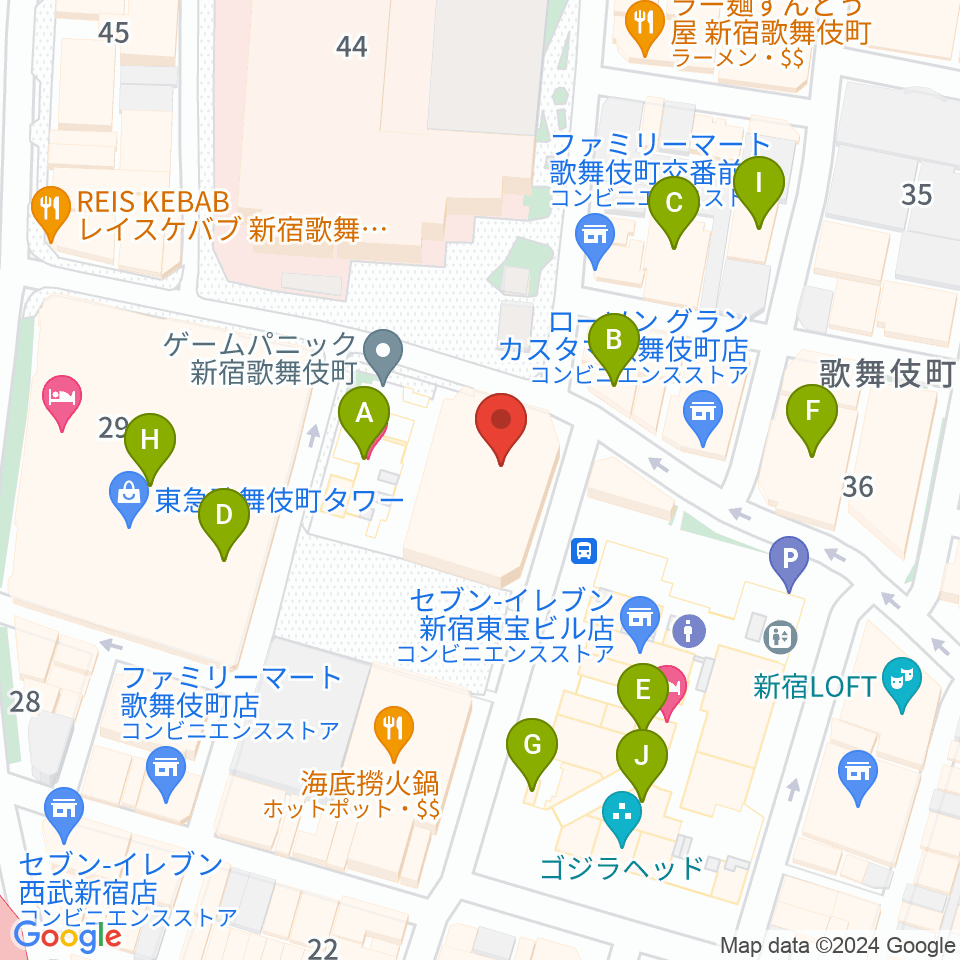 新宿FACE周辺のカフェ一覧地図