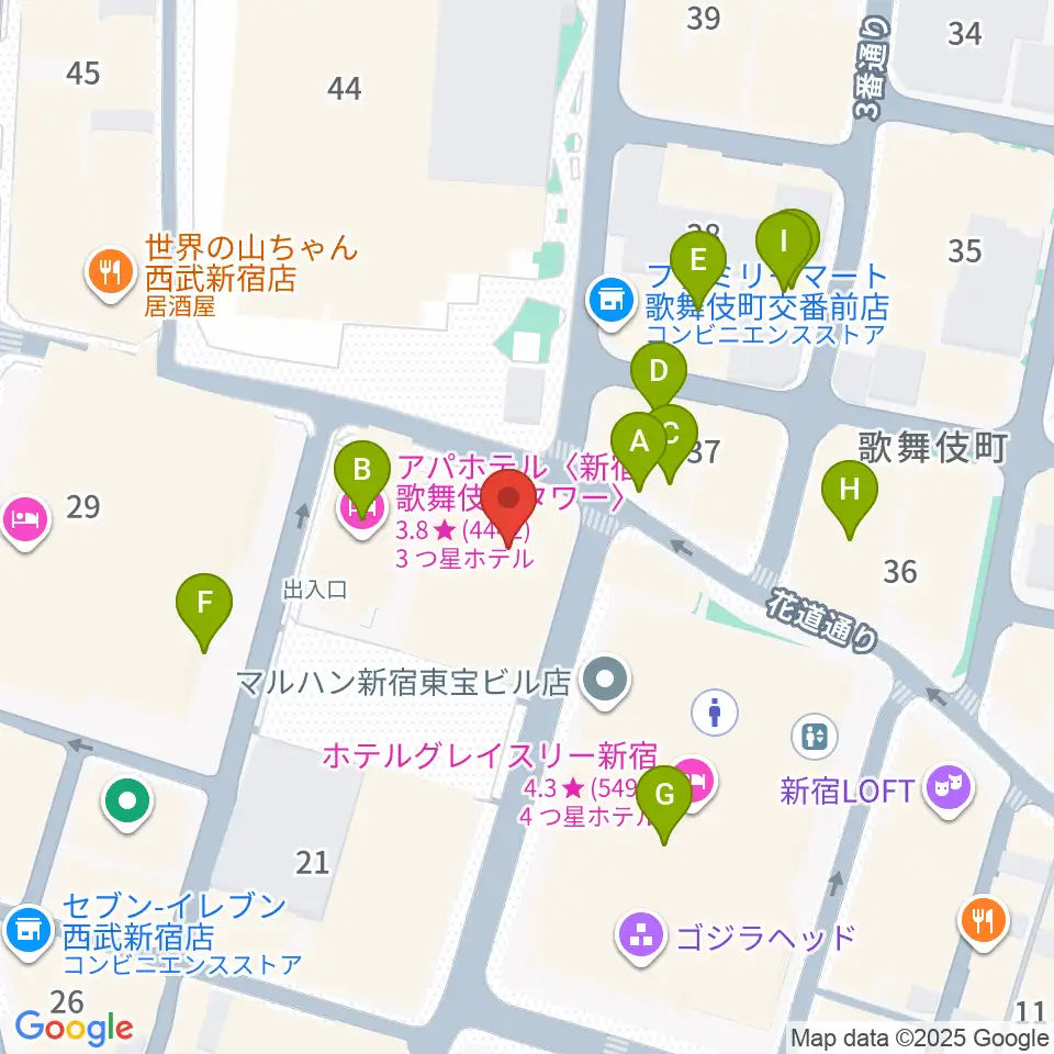 新宿FACE周辺のカフェ一覧地図