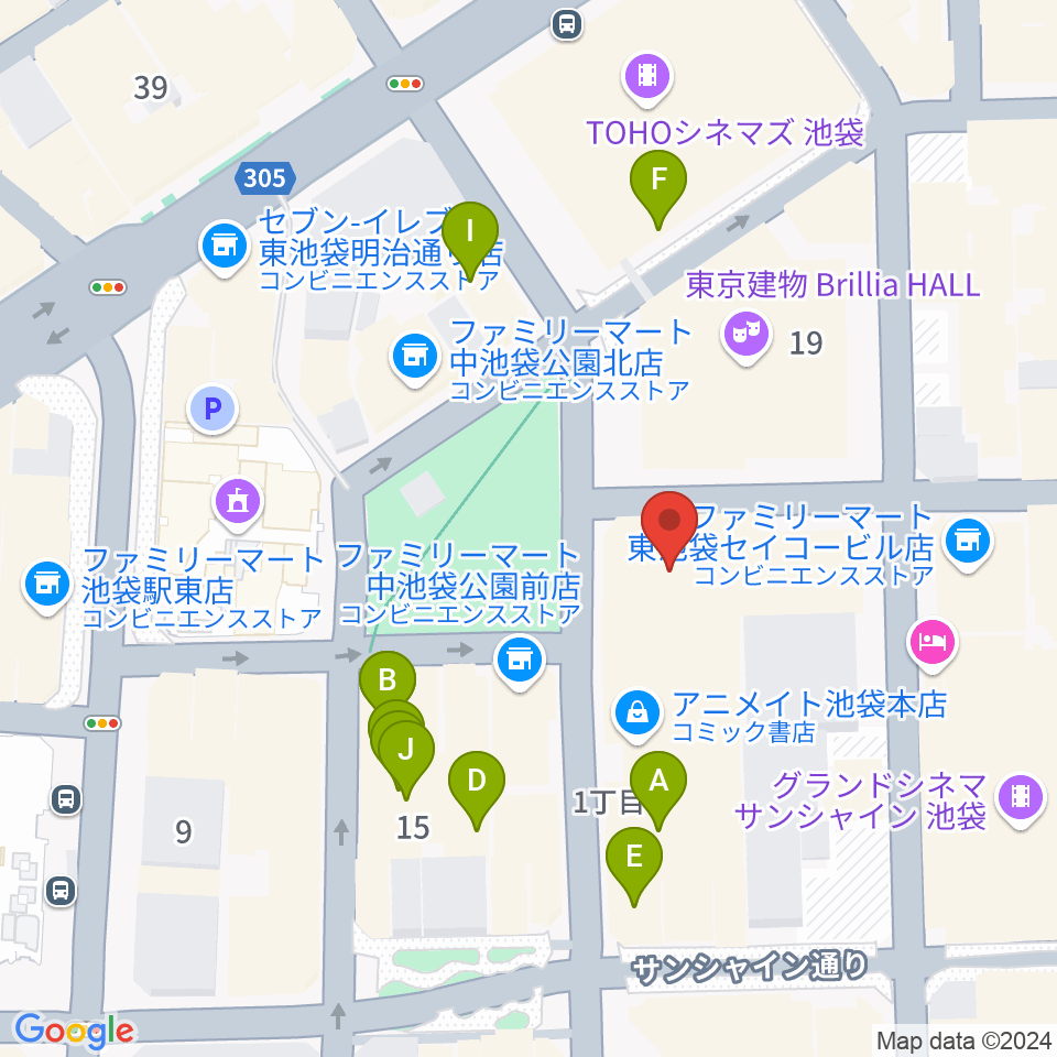 としま区民センター周辺のカフェ一覧地図