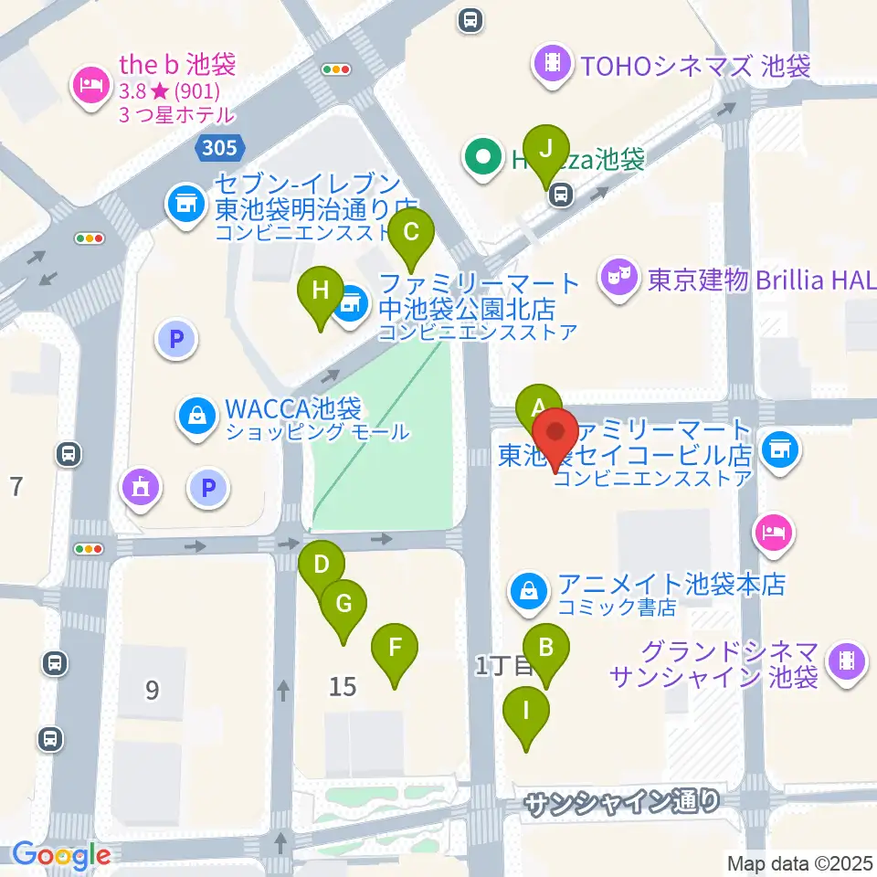 としま区民センター周辺のカフェ一覧地図
