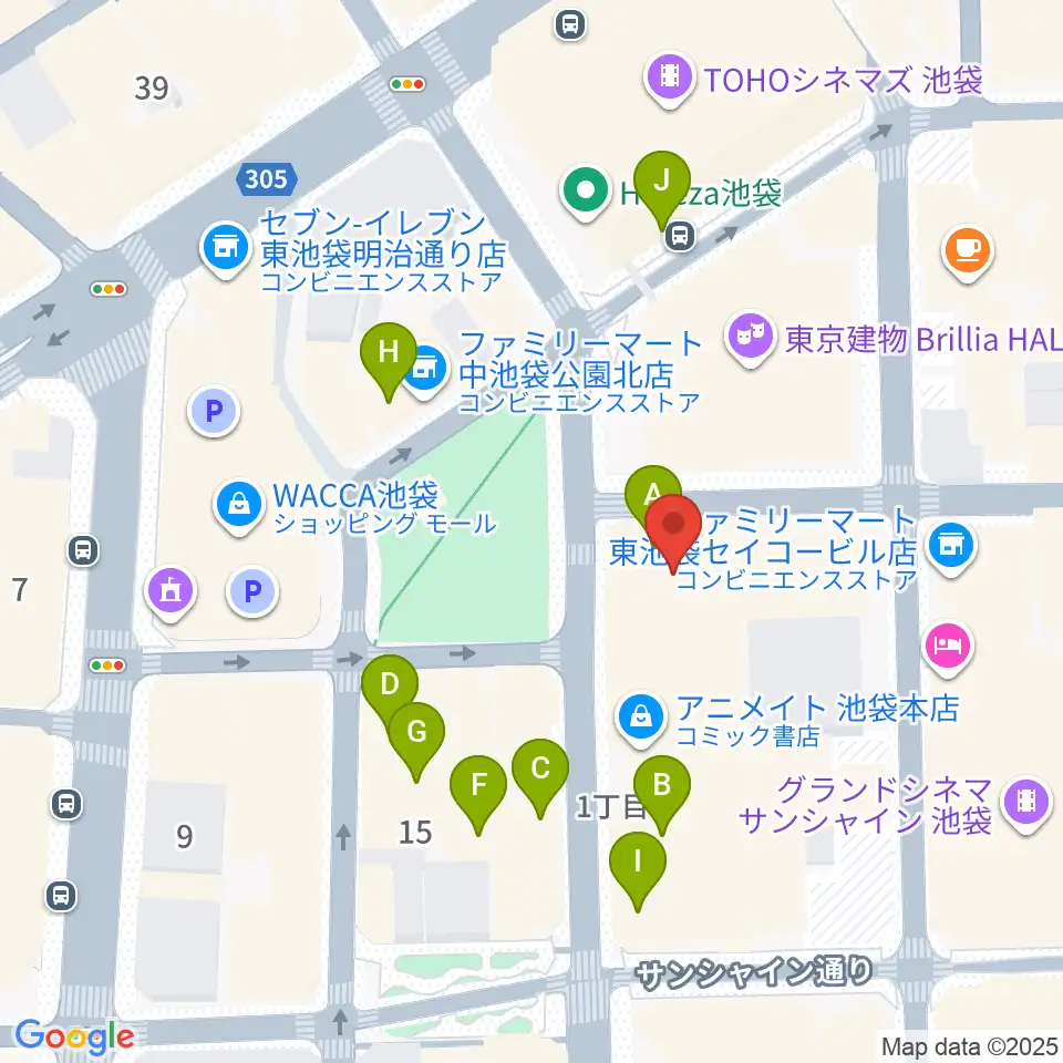 としま区民センター周辺のカフェ一覧地図