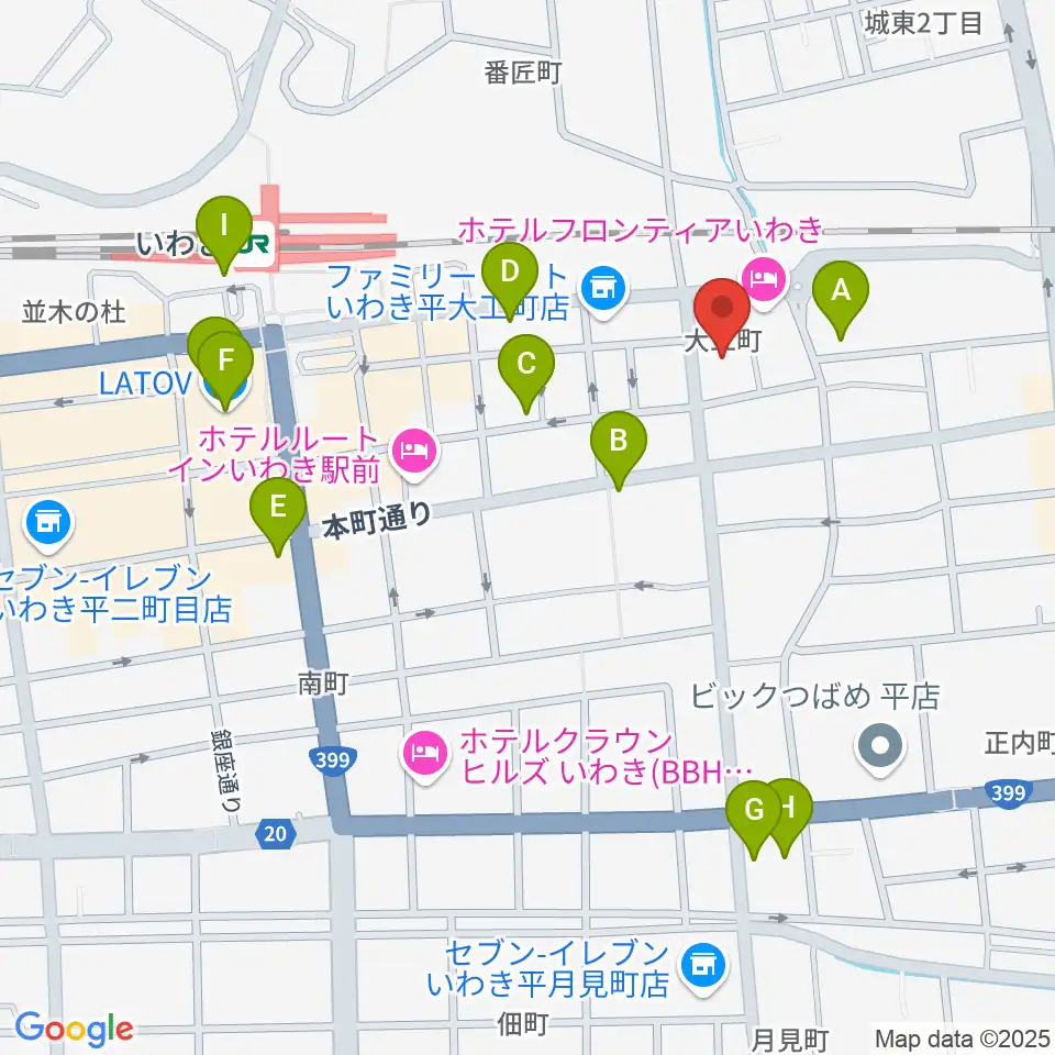 いわきソニック周辺のカフェ一覧地図
