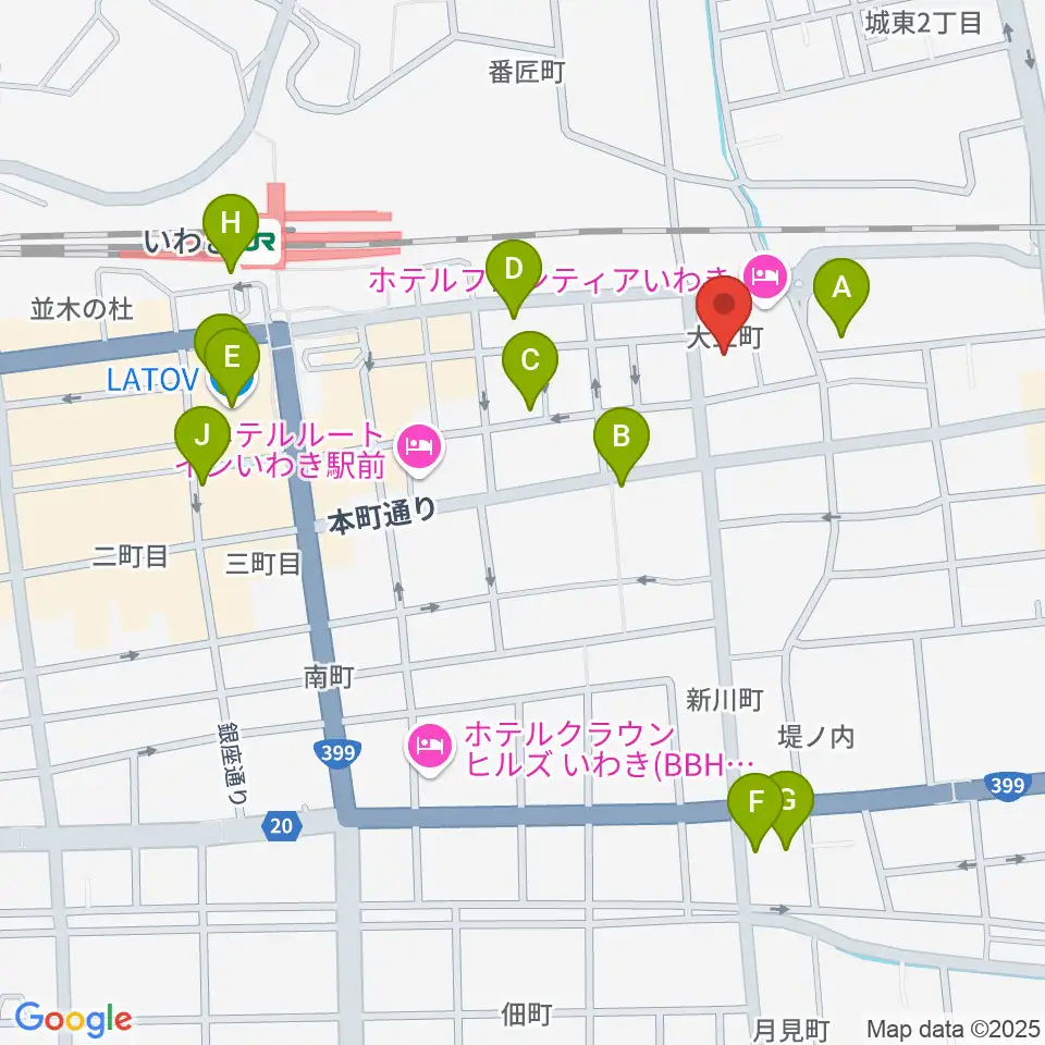 いわきソニック周辺のカフェ一覧地図