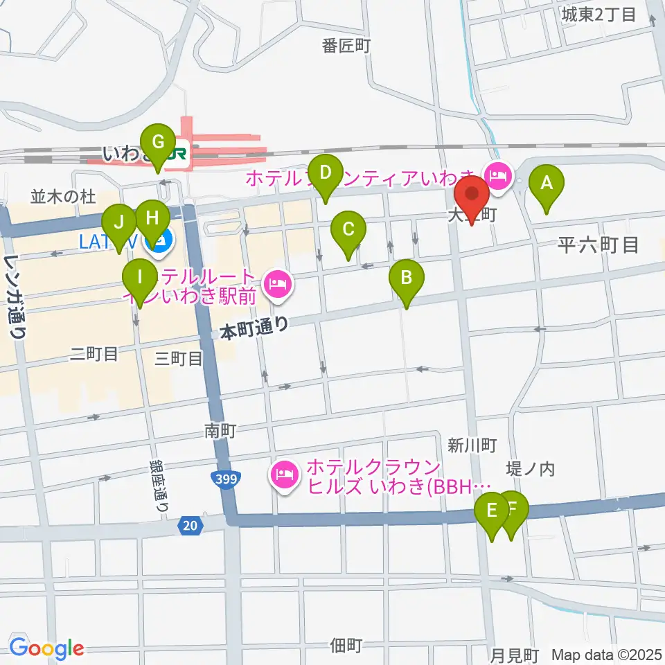 いわきソニック周辺のカフェ一覧地図