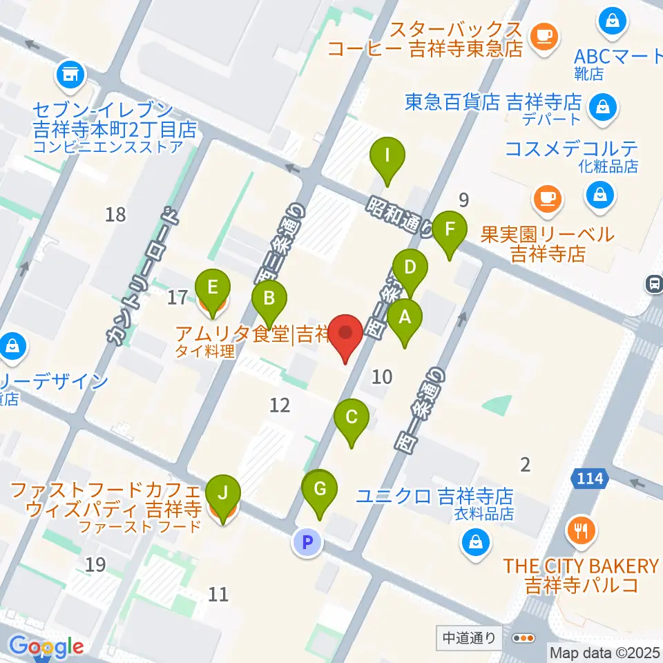 吉祥寺ストリングス周辺のカフェ一覧地図