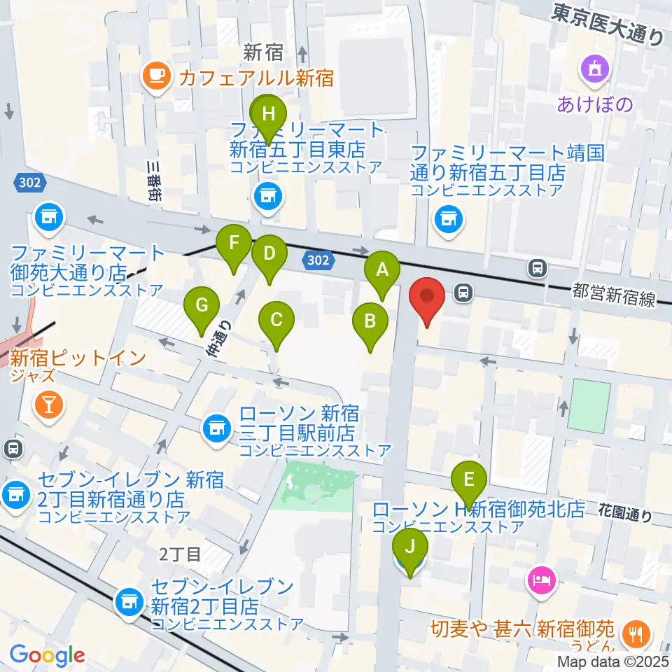 新宿SOMEDAY周辺のカフェ一覧地図