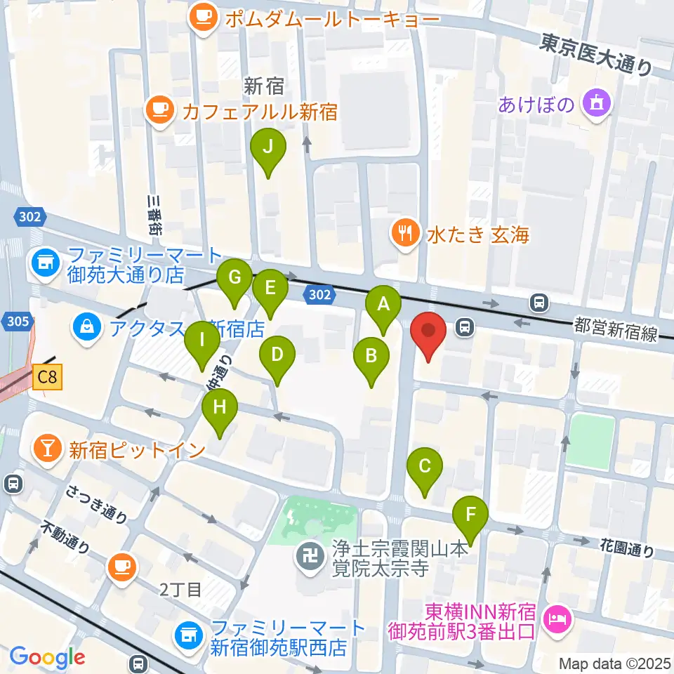新宿SOMEDAY周辺のカフェ一覧地図