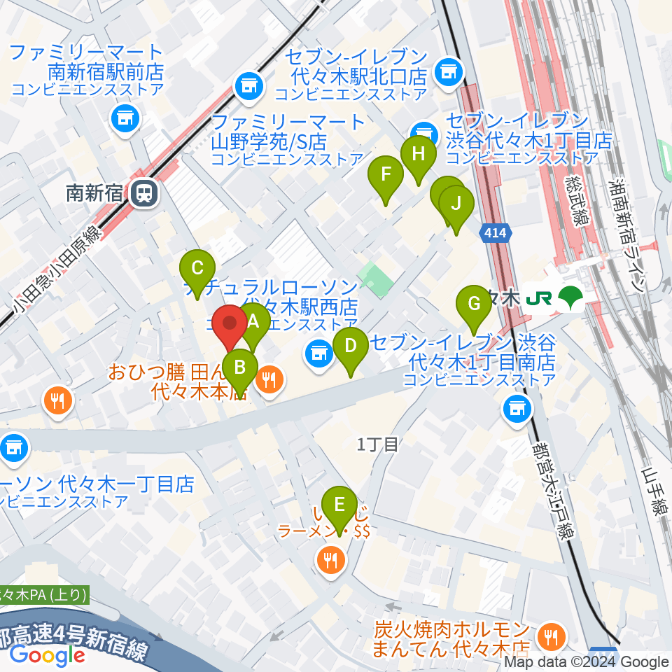 代々木Barbara周辺のカフェ一覧地図