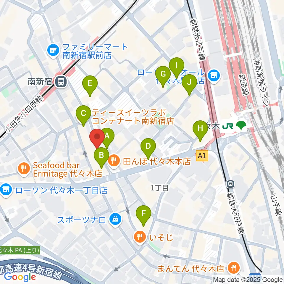代々木Barbara周辺のカフェ一覧地図