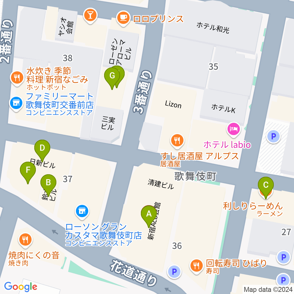 ACB HALL周辺のカフェ一覧地図