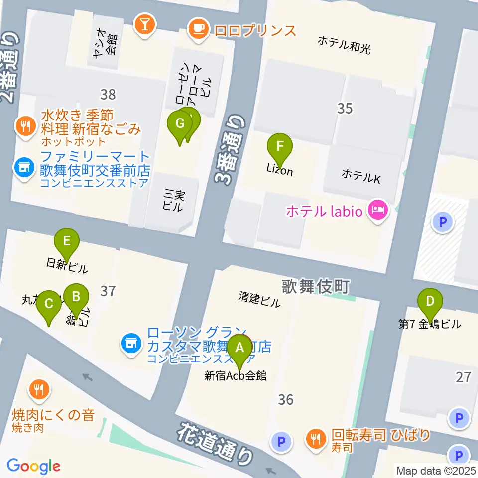 ACB HALL周辺のカフェ一覧地図