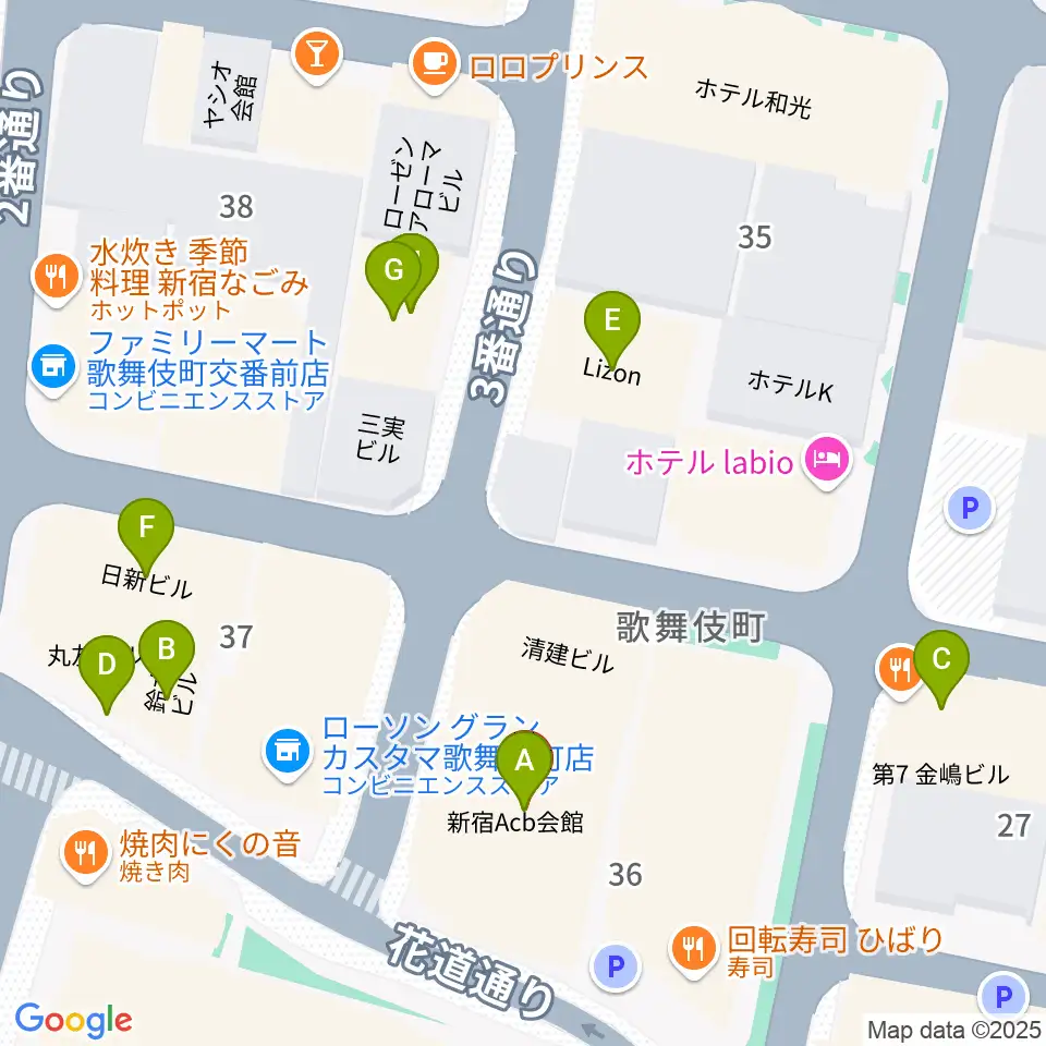 ACB HALL周辺のカフェ一覧地図